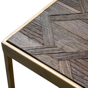 Dark Natural Console Table with Golden Frame