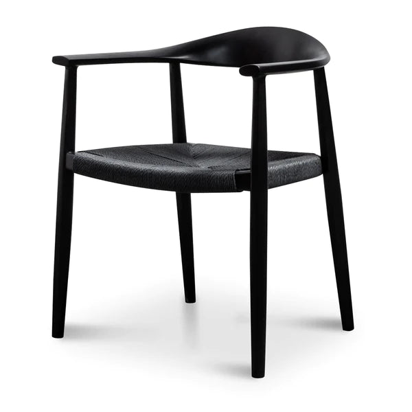 Full Black Hans Wegner Replica Dining Chair