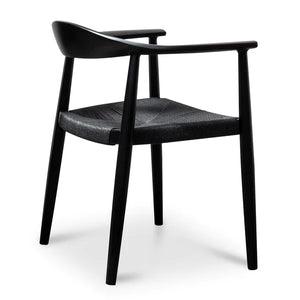 Full Black Hans Wegner Replica Dining Chair