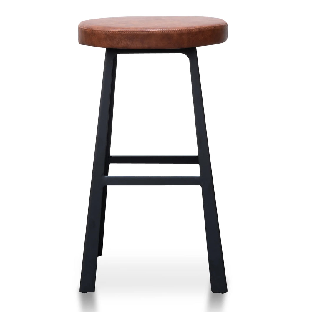 Rustic Brown Bar Stool with Black Legs