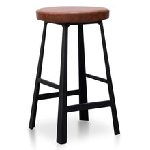 Load image into Gallery viewer, Rustic Brown Bar Stool with Black Legs