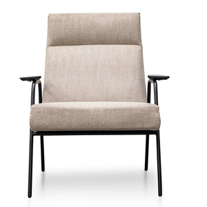 Sand Grey Fabric Armchair with Black Timber