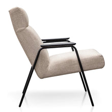 Load image into Gallery viewer, Sand Grey Fabric Armchair with Black Timber