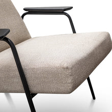 Load image into Gallery viewer, Sand Grey Fabric Armchair with Black Timber