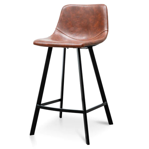 Cinnamon Brown PU Leather Bar Stool (Set of 2)