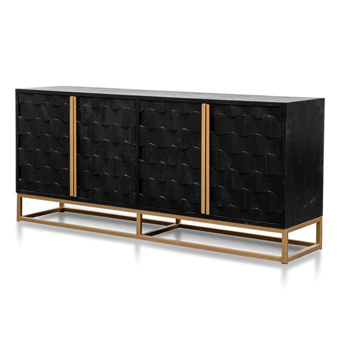 Black Wood Sideboard with Gold Handles