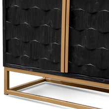 Load image into Gallery viewer, Black Wood Sideboard with Gold Handles