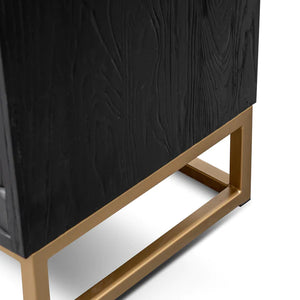 Black Wood Sideboard with Gold Handles