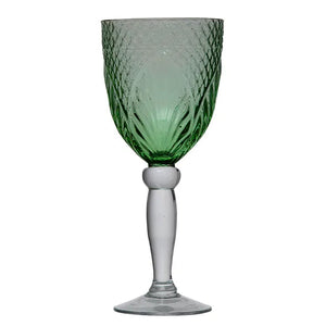 Green Vintage Glass Goblet