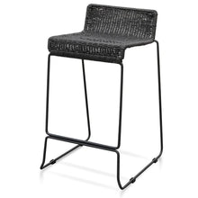Load image into Gallery viewer, Black Frame Bar Stool with Black Cord Seat