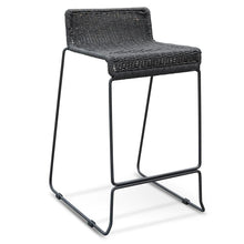 Load image into Gallery viewer, Black Frame Bar Stool with Black Cord Seat