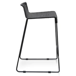 Black Frame Bar Stool with Black Cord Seat