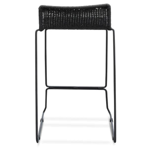 Black Frame Bar Stool with Black Cord Seat