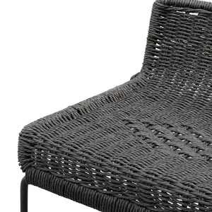 Black Frame Bar Stool with Black Cord Seat