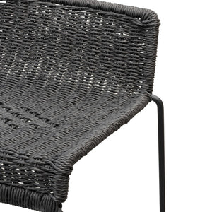 Black Frame Bar Stool with Black Cord Seat