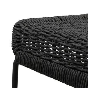 Black Frame Bar Stool with Black Cord Seat