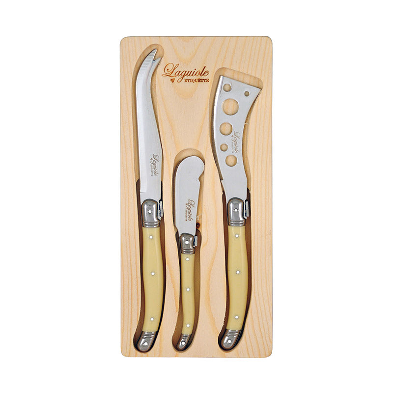 Laguiole Etiquette Cheese Knife Set Large Ivory