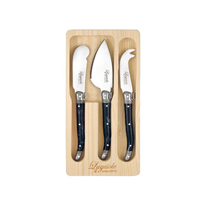 Laguiole Etiquette Cheese Knife Set Small Marble Black