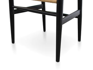 Black Dining Chair with Natural Seat