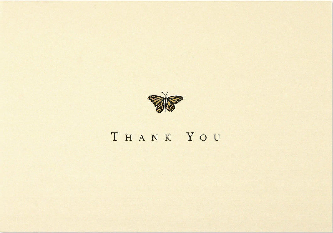 Gold Butterfly Thank You Card Set