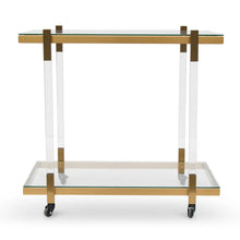 Load image into Gallery viewer, Brushed Gold &amp; Glass Bar Cart