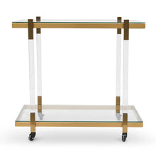 Load image into Gallery viewer, Brushed Gold &amp; Glass Bar Cart