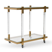 Load image into Gallery viewer, Brushed Gold &amp; Glass Bar Cart