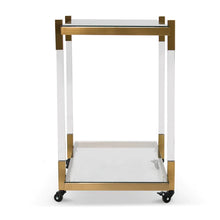 Load image into Gallery viewer, Brushed Gold &amp; Glass Bar Cart