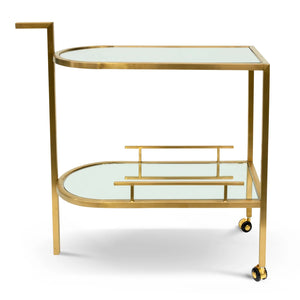 Gold Bar Cart with Mirror Shelves