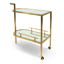 Load image into Gallery viewer, Gold Bar Cart with Mirror Shelves