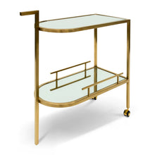 Load image into Gallery viewer, Gold Bar Cart with Mirror Shelves