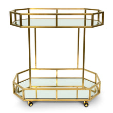 Load image into Gallery viewer, Gold Bar Cart with Mirror Shelves