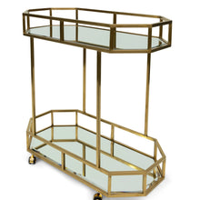 Load image into Gallery viewer, Gold Bar Cart with Mirror Shelves