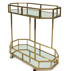 Gold Bar Cart with Mirror Shelves