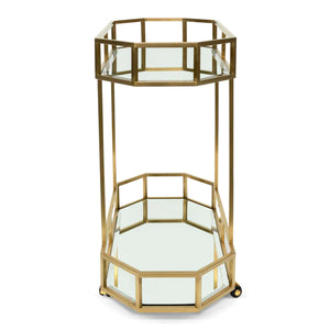 Gold Bar Cart with Mirror Shelves