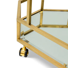 Load image into Gallery viewer, Gold Bar Cart with Mirror Shelves