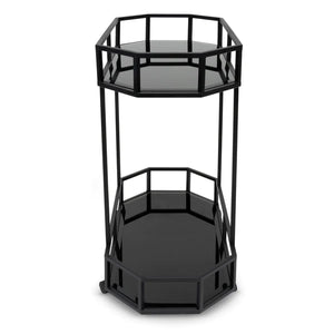 Black Bar Cart with Mirror Shelves