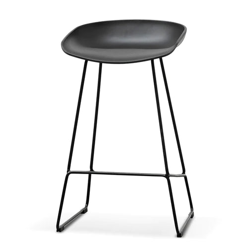 Black Frame Bar Stool with Black Seat