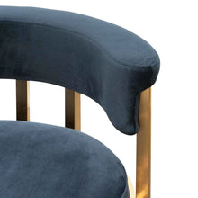 Load image into Gallery viewer, Golden Base Bar Stool with Indigo Velvet Seat