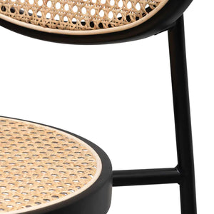 Black Bar Stool with Natural Rattan