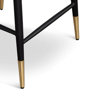 Grey Velvet Bar Stool with Black Legs