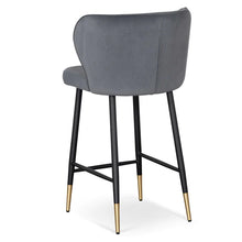 Load image into Gallery viewer, Grey Velvet Bar Stool with Black Legs