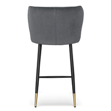 Load image into Gallery viewer, Grey Velvet Bar Stool with Black Legs