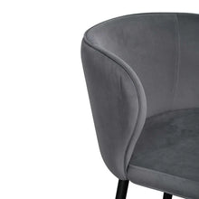 Load image into Gallery viewer, Grey Velvet Bar Stool with Black Legs