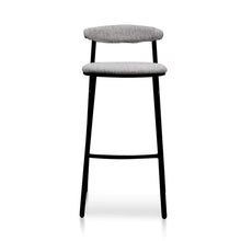 Load image into Gallery viewer, Silver Grey Fabric Bar Stool with Black Legs