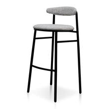 Load image into Gallery viewer, Silver Grey Fabric Bar Stool with Black Legs