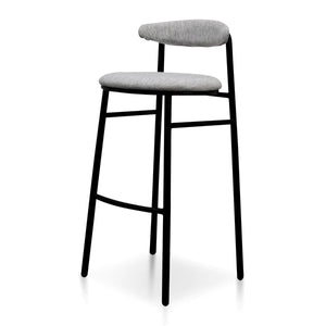 Silver Grey Fabric Bar Stool with Black Legs