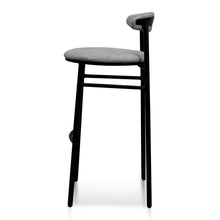 Load image into Gallery viewer, Silver Grey Fabric Bar Stool with Black Legs