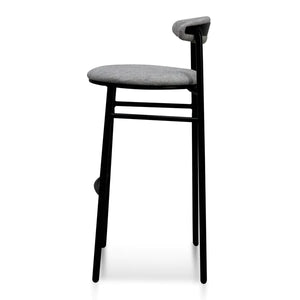 Silver Grey Fabric Bar Stool with Black Legs