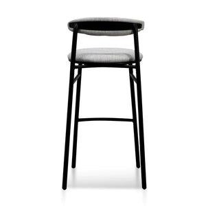 Silver Grey Fabric Bar Stool with Black Legs